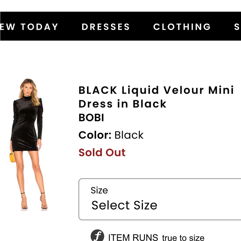 BOBI Black Liquid Velour Mini Dress
